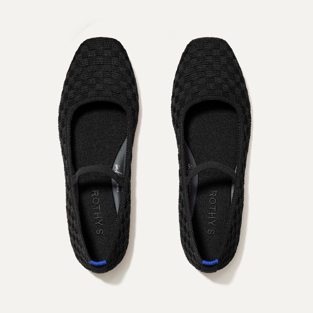 Rothy's The Max Square Mary Jane - Black Sand Size 8